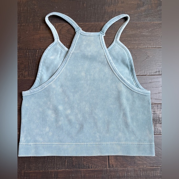 Zenana Blue Grey Ribbed 2X/3X Mineral Washed Seamless Cami Brami Bra NWOT - Picture 3 of 4